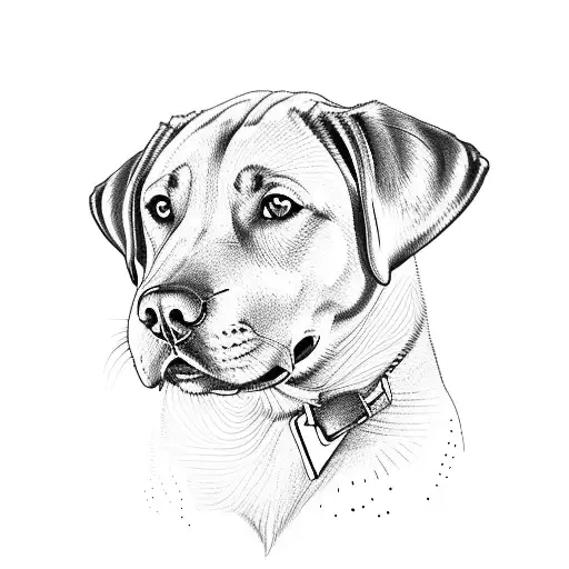 A Detailed Portrait Of A Labrador With Enko's Name Incorporated Into The Design