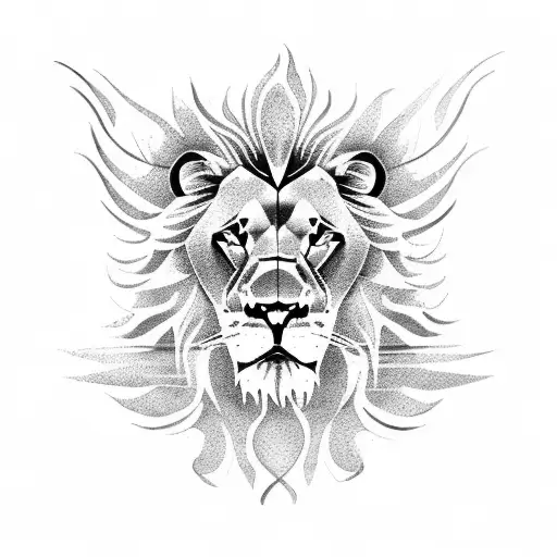 Lion In Flames For Chest And Shoulder
