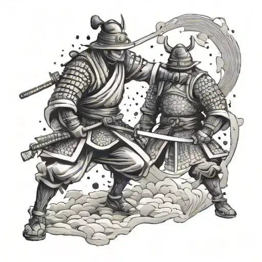 A Lonely Samurai Fighting With Himself