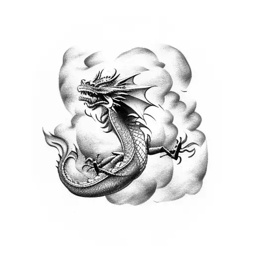 Dragon Pasando Por Una Nube
