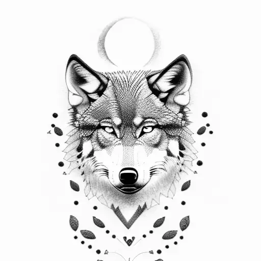 Dotwork Tattoo Of A Philosophical Quote Hidden Within A Wolf's Fur Pattern Tattoo