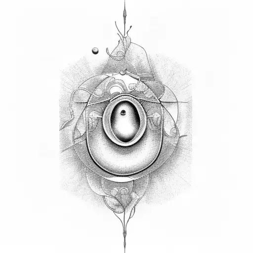 An Abstract Representation Of A Pea Pod Using Dotwork And Shading Techniques