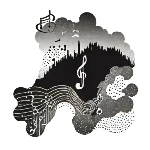 An Abstract Representation Of Argentina's Landscape With Music Notes Intertwined Throughout