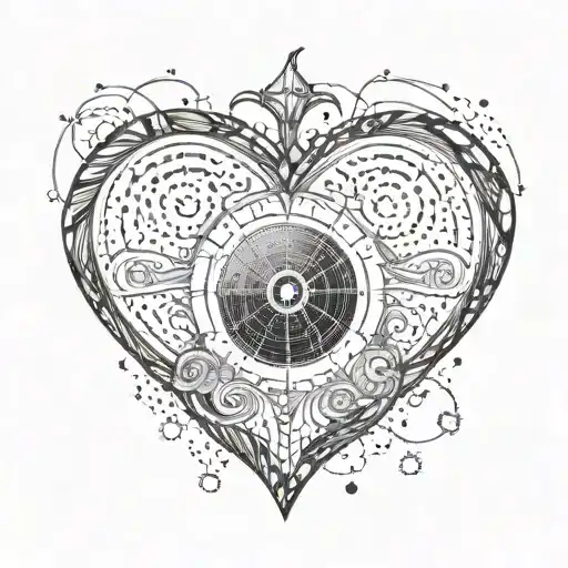 Heart Fingerprint With Infinity Plus Navigation Compass And Gps Coordinates
