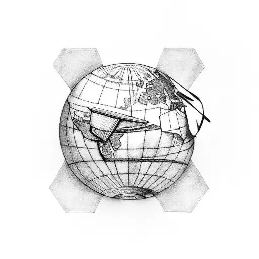 A Detailed Paper Airplane Flying Over A Globe