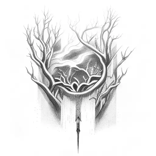 A Thunder And At The Same Time A Root From A Tree