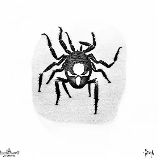 A Dotwork Silhouette Of A Spider Crawling Out Of The Joker's Mouth