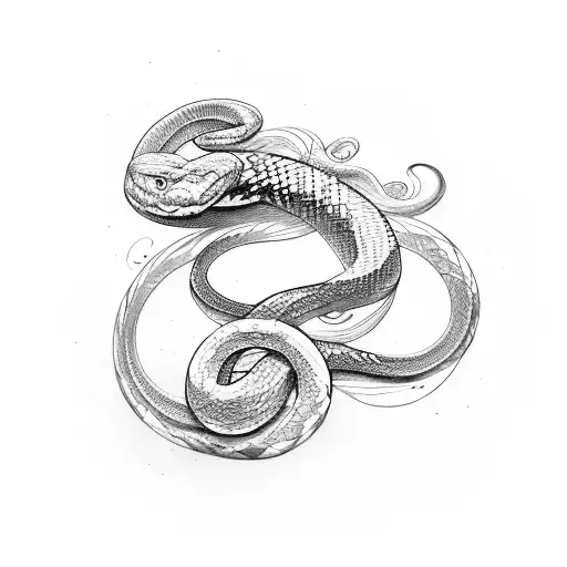 Snake Twirled On A Moon