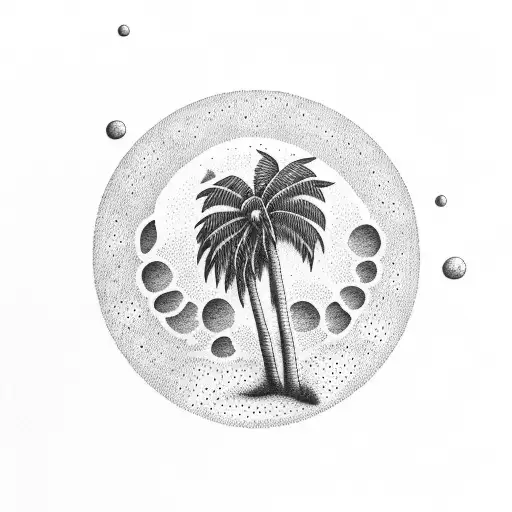 Palm Tree Waterfall Moon