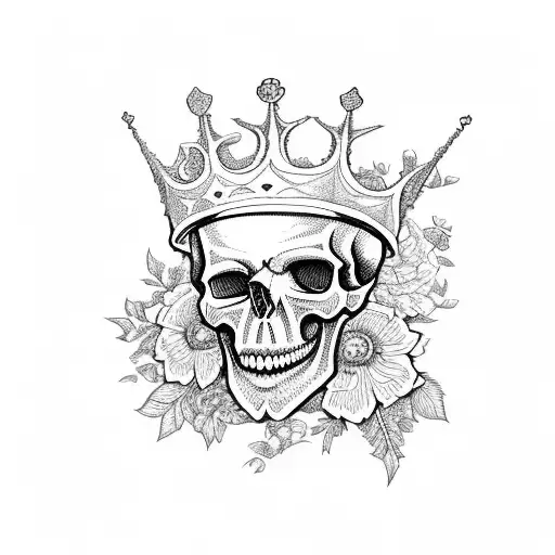 Skull Wearing A Crown Of Flowers