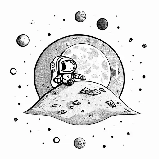 Little Astronaut Sitting On The Moon