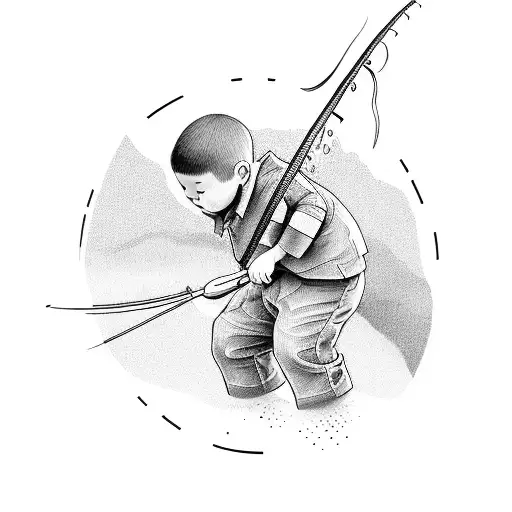 Man Fishing With Son