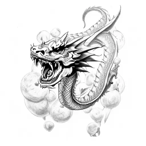Dragon With Skulls And Tiger