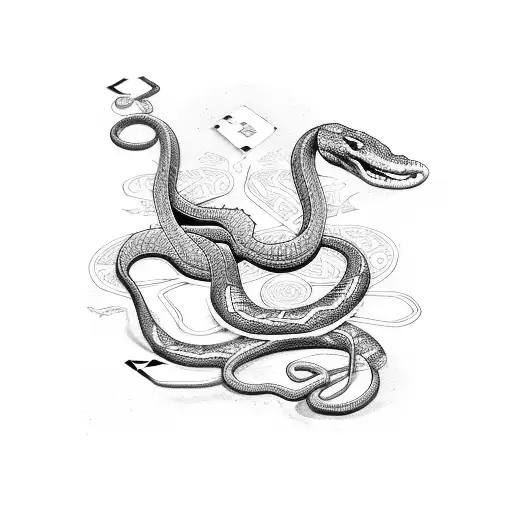 Snake And Tarot Cards