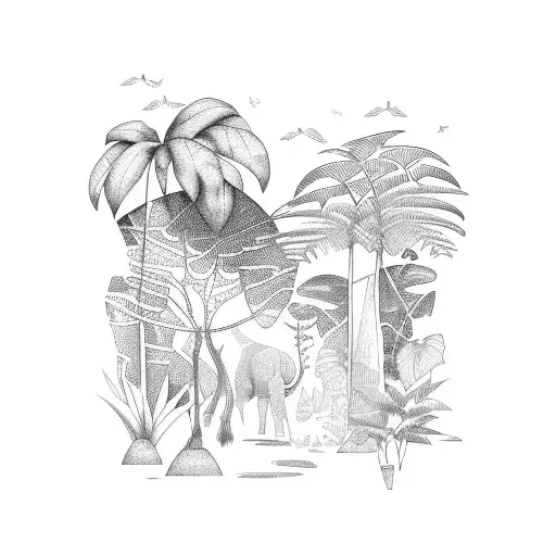 A Lush African Jungle Scene From A Book
