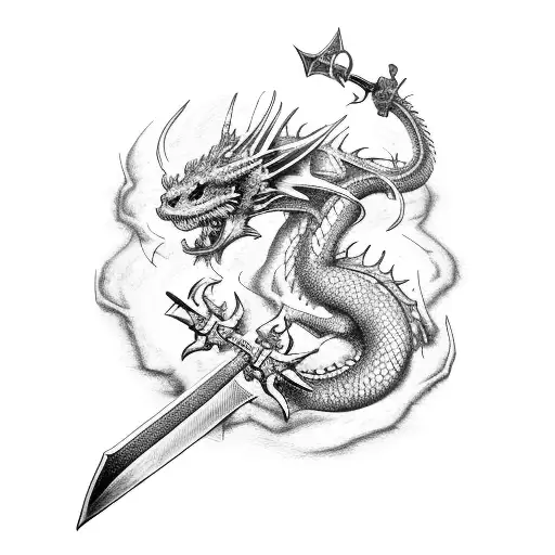 A Dragon And Sword Through It