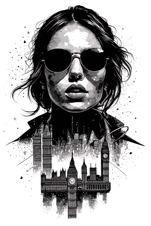 A Silhouette Of A Woman In Aviators Against The London Skyline