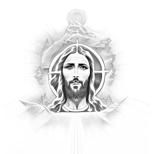 Jesus Surrounded By Symbols Of Arkansas