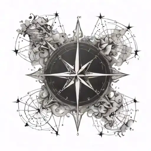 Compass Rose With World Map