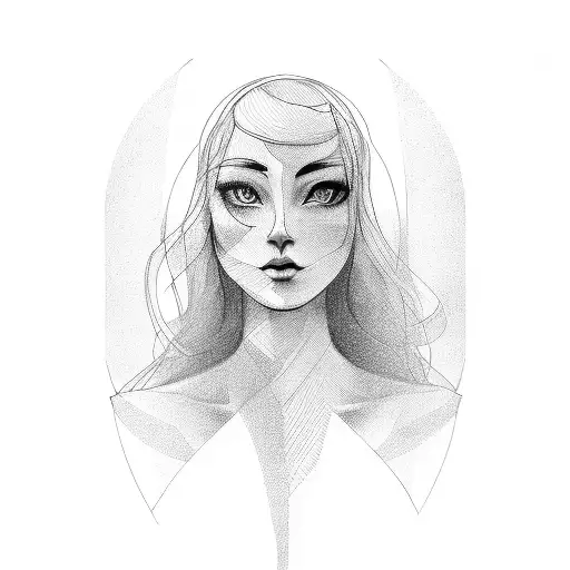 Single Line Sketch Of Woman Holding A Vase