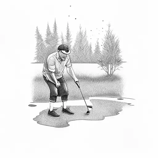 Father Loses His Golf Cap In Duck Pond While His Son Is Laughing