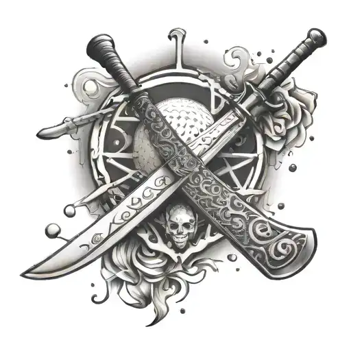 A Golf Club Transforming Into A Mystical Sword With Destiny Symbols