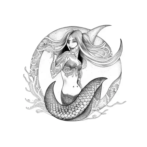 Mermaid With Moon