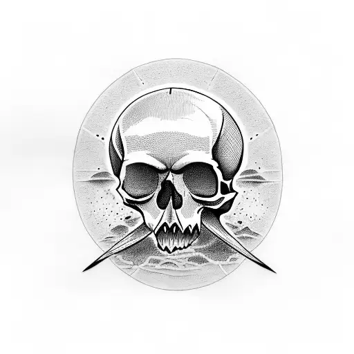 Skull Thinking About Surfing