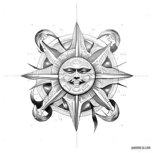 Ship Wheel And Sun