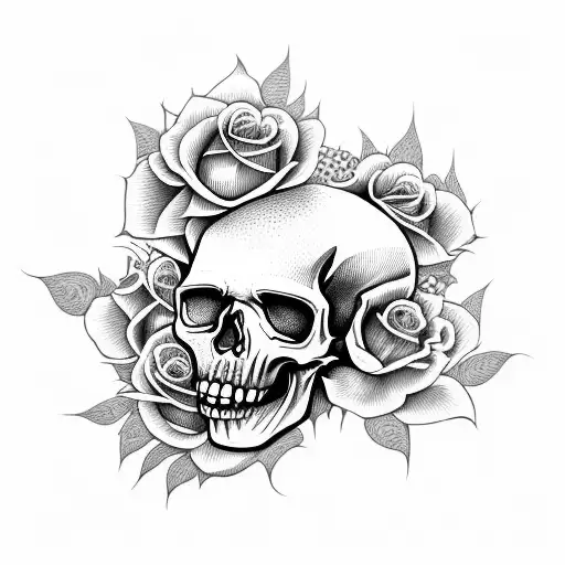 Skull Con Rosas