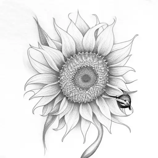 Sunflower With Hummingbirds