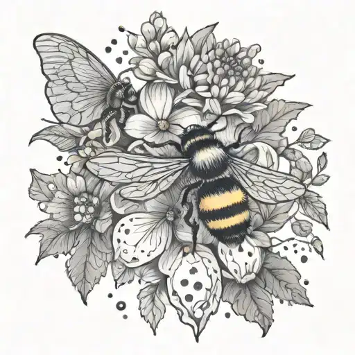 Flowers With Bee Flying