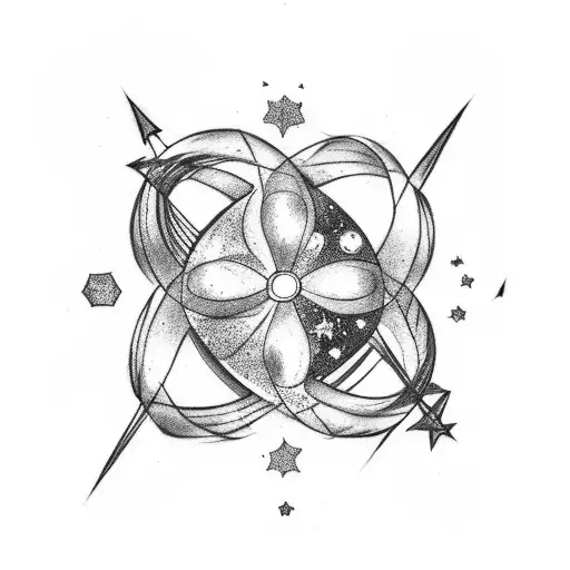 A Lucky Clover With Stars And Planets And An Abstract Camera