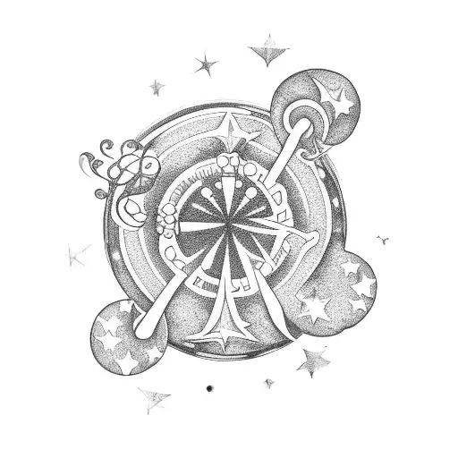 A Lucky Clover With Stars And Planets And An Abstract Camera Around The Wrist