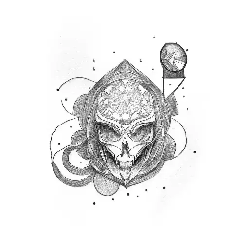 A Sketch-style Tattoo Of A Distorted Electric Guitar