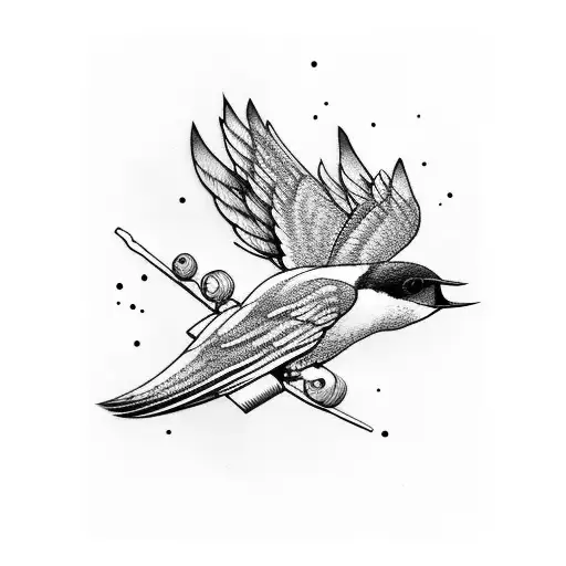 Swallow Bird With Forest