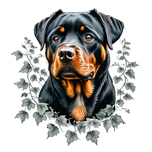 Rottweiler And Ivy Vines
