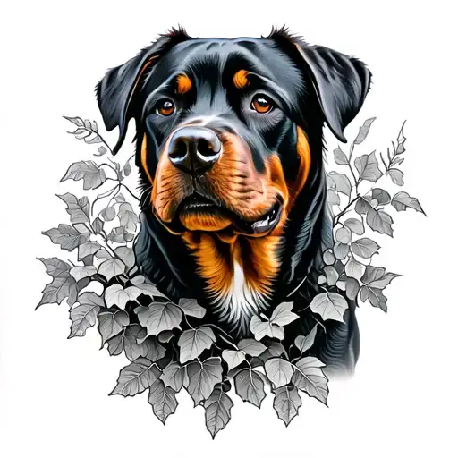 Rottweiler And Ivy Vines