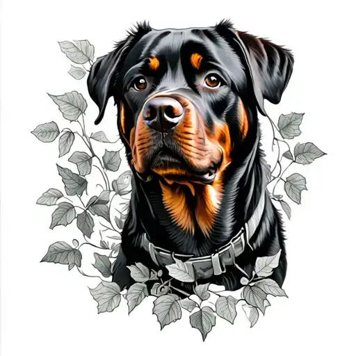 Rottweiler And Ivy Vines
