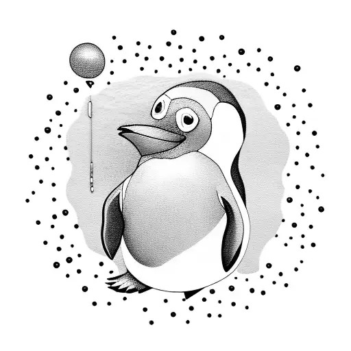 Cute Penguin In Ocean With Bubbles