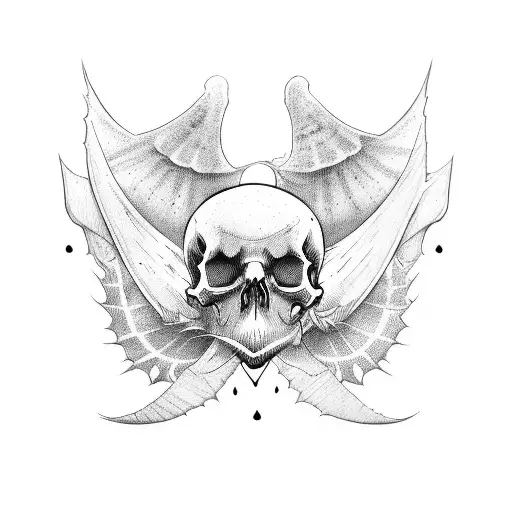 Skullm With Bat Wings