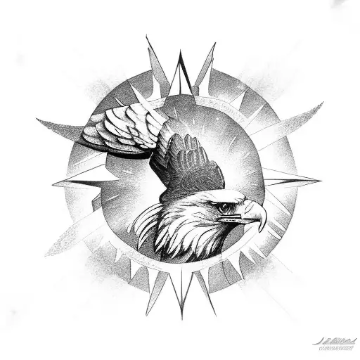 Eagle With 3 Stars And A Sun