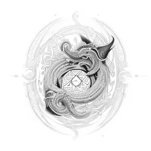 An Intricate Ouroboros Entwined With Norse Runes Representing The Interconnectedness Of All Things