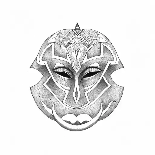 African Mask With Two Overlaped Faces