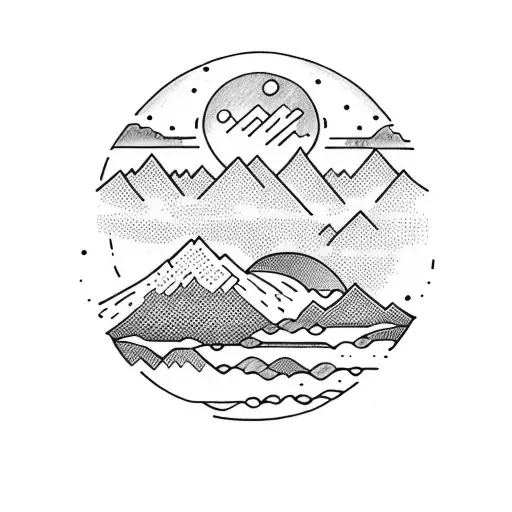 Sunrise With Mountains And Water