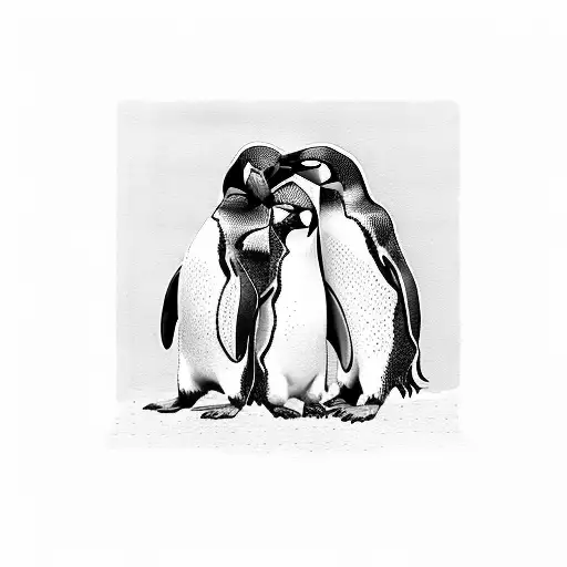 Two Adults And 3 Childrens Penguin Family