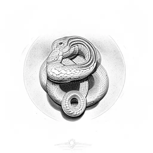Christian Cross Piercing The Head Of A Coiled Snake