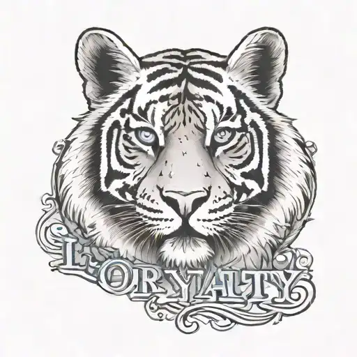 Loyalty Text Written And A Blue Eyed Tiger
