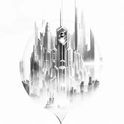 A Futuristic Cyberpunk Cityscape With Batman Standing On Top Of A Skyscraper