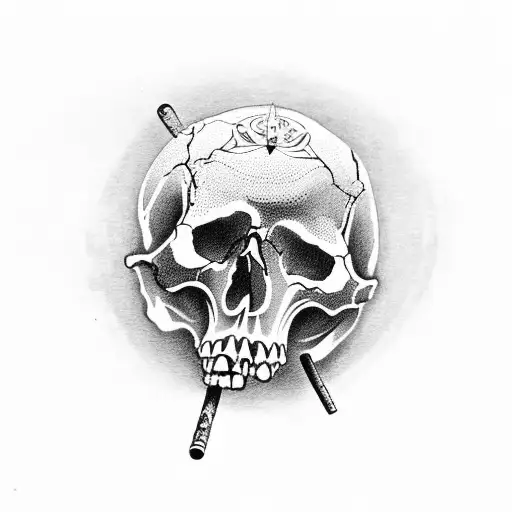 Skull With Hoodie Smoking A Joint